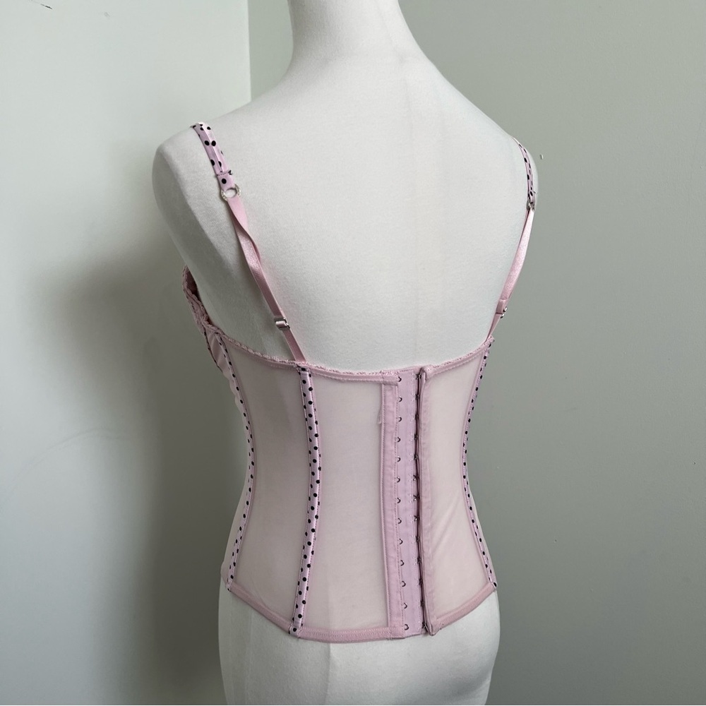 Y2K Pink Polka Dot Bustier Camisole Corset Top Fairycore Coquette M - Picture 5 of 6